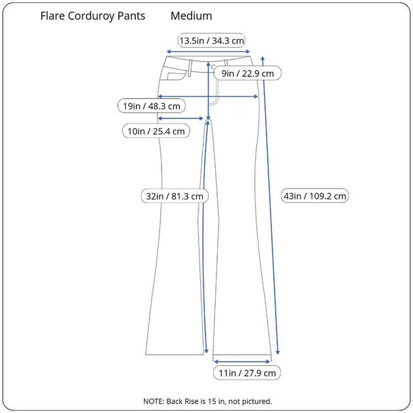 Womens Medium Brown Corduroy Wide Bell Bottom Flare Stretch Pull Ons 90s - Picture 3 of 13